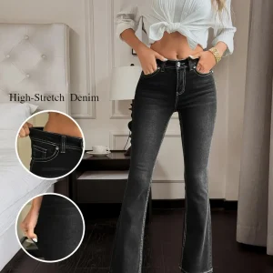 High Waist Black Flared Jeans