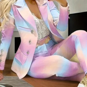 gradient color suit jacket set